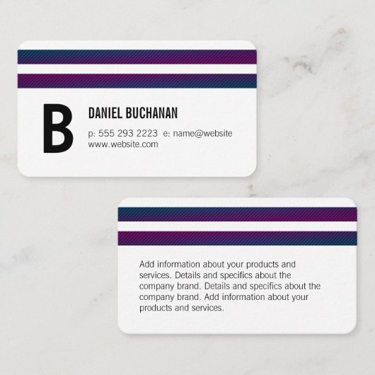 Monogram / Patroonversiering Stripes Visitekaartje (Voorkant / Achterkant)