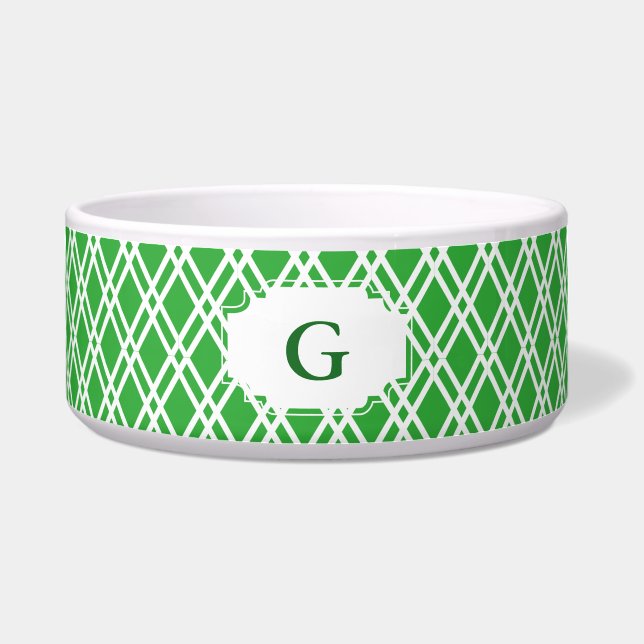 Monogram patterned Pet Bowl - Bright Green Voerbakje (Voorkant)