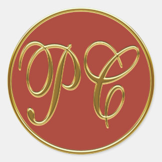 Monogram PC in 3D goud 2 Ronde Sticker