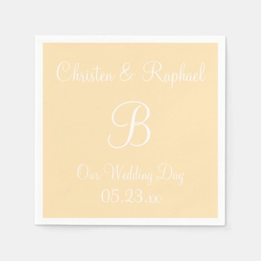 Monogram Peach Classy Colour Coordinated Napkins Servet (Voorkant)