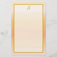 Monogram Peach Fine Lined Stationery
