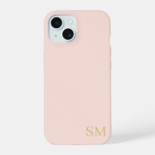 Monogram Peach Gold Minimalist Initialen iPhone 15 Case