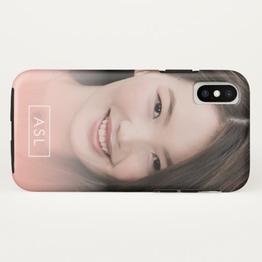 Monogram Peach Overlay Enkelvoudige foto Case-Mate iPhone Case (Achterkant (horizontaal))