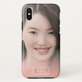 Monogram Peach Overlay Enkelvoudige foto Case-Mate iPhone Case (Achterkant)