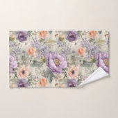 Monogram  Peach Paars Floral Shabby Chic Bad Handdoek (Handdoek)