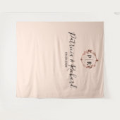 Monogram Peach Roos Gold Foil Weduwachtergrond Wandkleed (Voorkant (horizontaal))