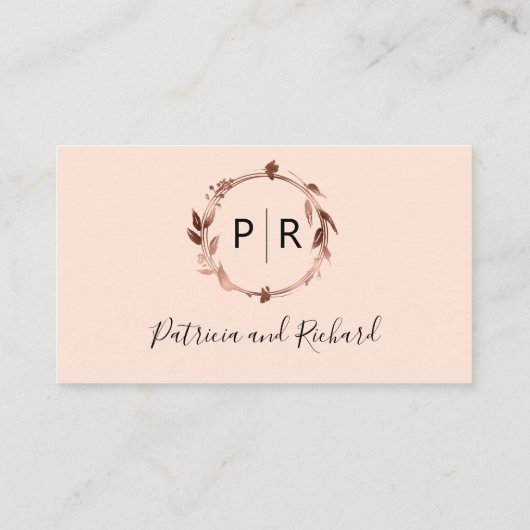 Monogram Peach Roos Wedding RSVP Enclosure Kaart (Achterkant)