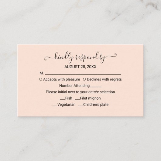 Monogram Peach Roos Wedding RSVP Enclosure Kaart (Voorkant)