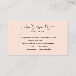 Monogram Peach Roos Wedding RSVP Enclosure Kaart