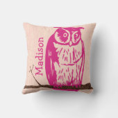 Monogram Peach roze Baby Girl  Owl Kussen (Achterkant)