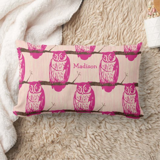Monogram Peach roze Baby Girl  Owl Kussen (Deken)