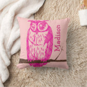 Monogram Peach roze Baby Girl  Owl Kussen (Deken)