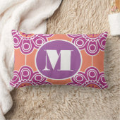 Monogram Peach roze Paarse moderne bloem Kussen (Deken)