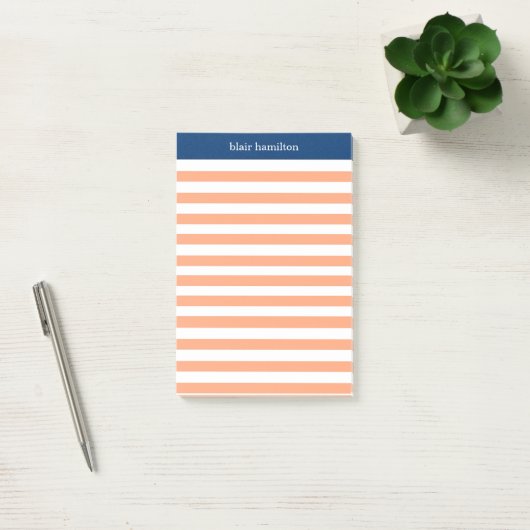 Monogram Peach Striped Post-it® Notes (Kantoor)