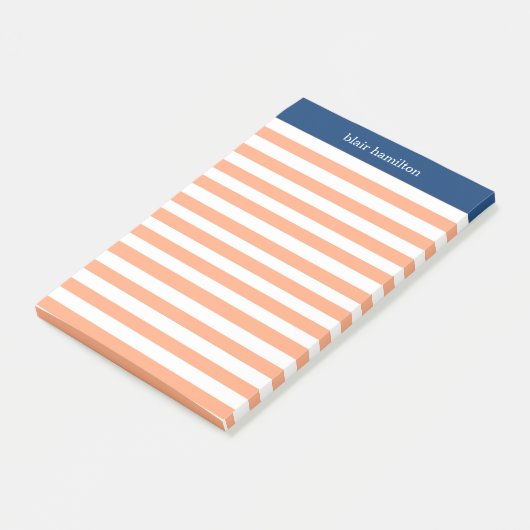 Monogram Peach Striped Post-it® Notes (Schuin)