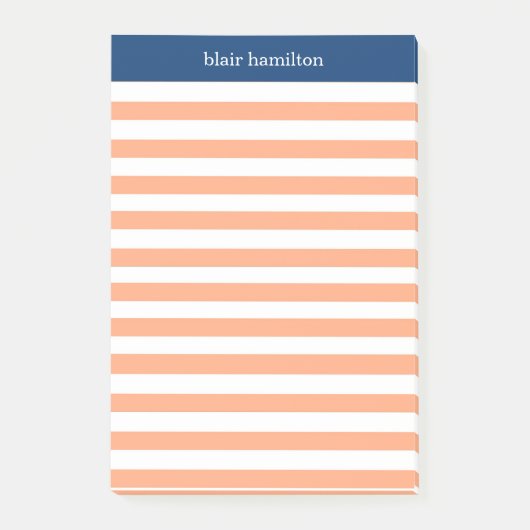 Monogram Peach Striped Post-it® Notes (Voorkant)