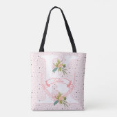 Monogram Peachy Pink Random Dot & Boho Floral Tote Bag (Achterkant)