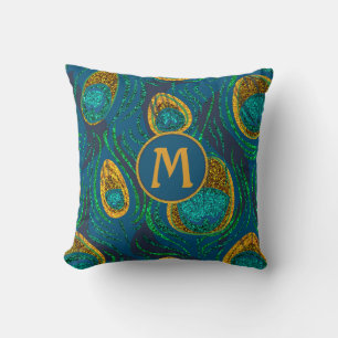 Monogram Peacock Abstract Kussen