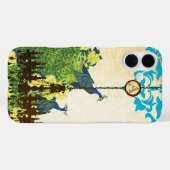 Monogram Peacock Chandelier Damask Case-Mate iPhone Case (Achterkant (horizontaal))