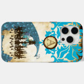 Monogram Peacock Chandelier Damask Case-Mate iPhone Case (Achterkant (horizontaal))