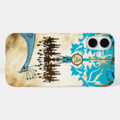 Monogram  Peacock Chandelier Damask Case-Mate iPhone Case (Achterkant (horizontaal))