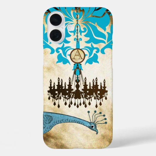 Monogram Peacock Chandelier Damask Case-Mate iPhone Case (Achterkant)