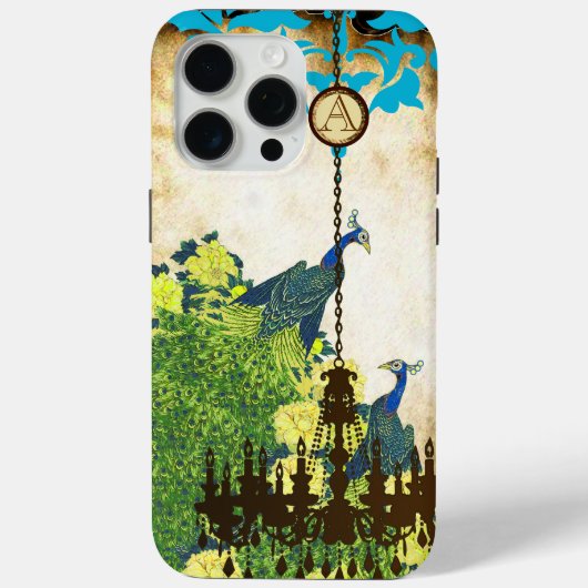 Monogram Peacock Chandelier Damask iPhone Case-Mate iPhone Case (Achterkant)