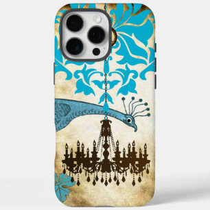 Monogram  Peacock Chandelier Damask iPhone iPhone 16 Pro Max Hoesje