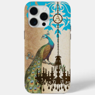 Monogram Peacock Chandelier Damask iPhone iPhone 15 Pro Max Hoesje