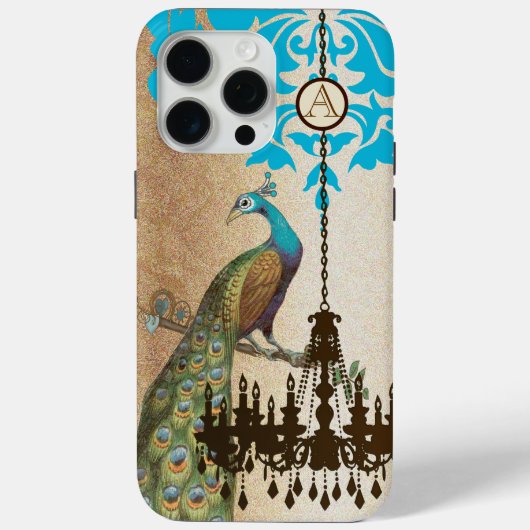 Monogram  Peacock Chandelier Damask iPhone Case-Mate iPhone Case (Achterkant)