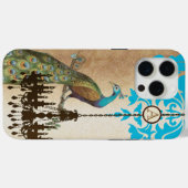 Monogram  Peacock Chandelier Damask iPhone Case-Mate iPhone Case (Achterkant (horizontaal))