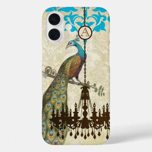 Monogram Peacock Chandelier Damask iPhone Case-Mate iPhone Case (Achterkant)