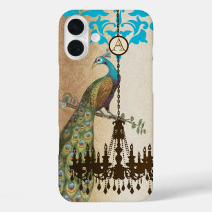 Monogram Peacock Chandelier Damask iPhone iPhone 16 Plus Hoesje