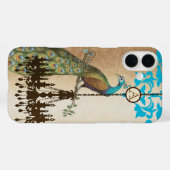 Monogram  Peacock Chandelier Damask iPhone Case-Mate iPhone Case (Achterkant (horizontaal))