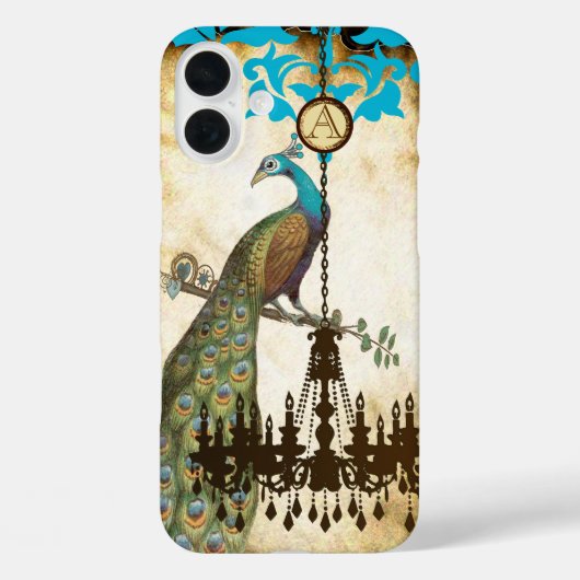 Monogram Peacock Chandelier Damask iPhone Case-Mate iPhone Case (Achterkant)