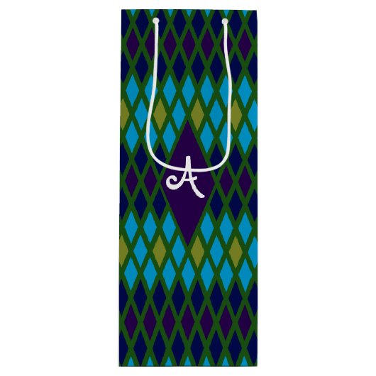 Monogram Peacock Diamond Wijn Cadeautas (Voorkant)