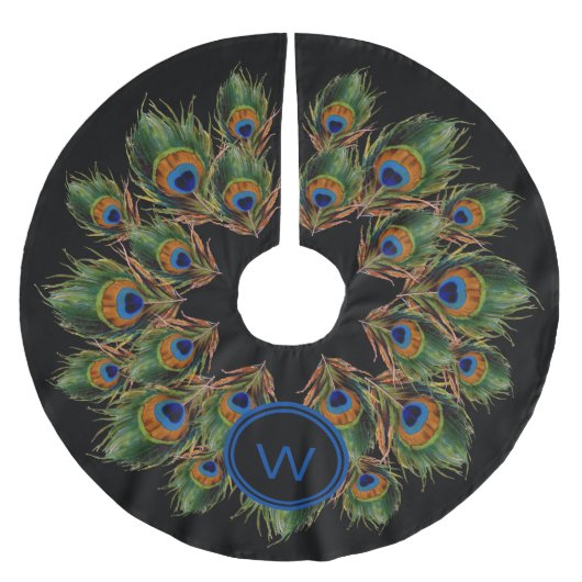 Monogram Peacock Feather Black Kerstboom Rok (Voorkant)
