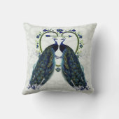 Monogram PEACOCK HART Bruiloft Jubileum Custom Kussen (Achterkant)