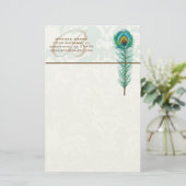 Monogram Peacock Veer Briefpapier (Staand voorkant)