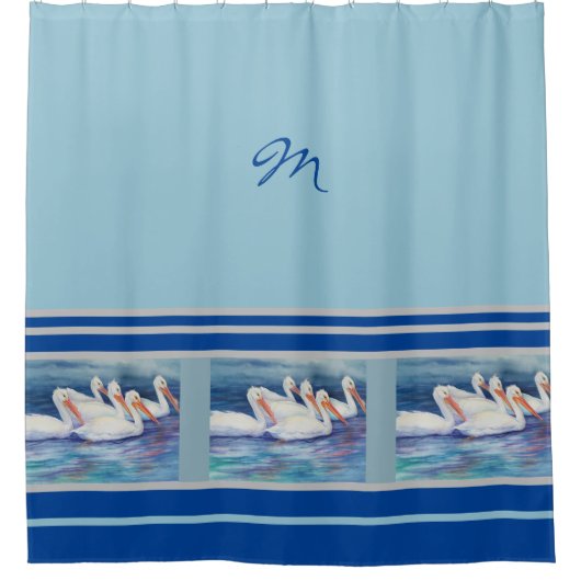 Monogram Pelican Shower Curtain Douchegordijn (Voorkant)