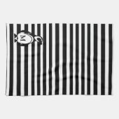 Monogram Penguin Black en White Stripes Theedoek (Horizontaal)