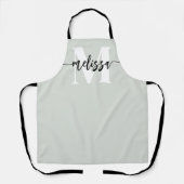 Monogram Penseel kalligrafie Groen Schort (Voorkant)