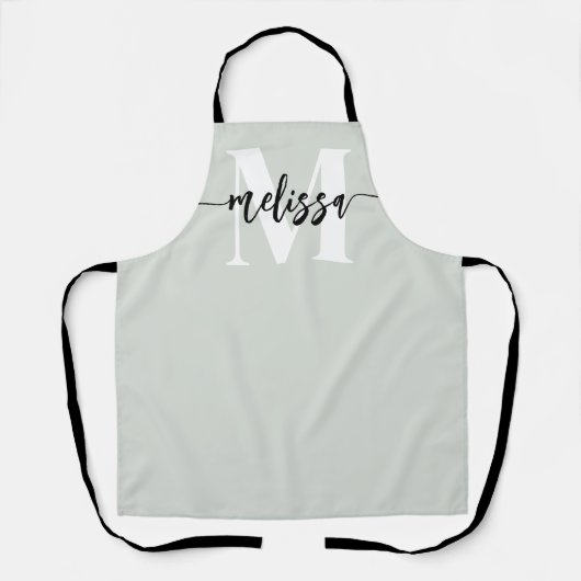 Monogram Penseel kalligrafie Groen Schort (Voorkant)