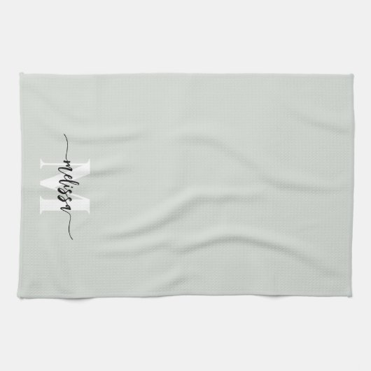 Monogram Penseel kalligrafie Groen Theedoek (Horizontaal)