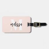 Monogram Penseel Script Blush Pink Bagagelabel (Voorkant horizontaal)