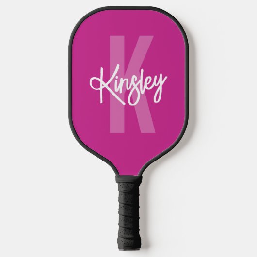 Monogram Penseel Script Roze Pickleball Paddle (Voorkant)