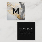 Monogram penseel voor Waterverf | Goudmarmer Vierkante Visitekaartje (Voorkant / Achterkant)