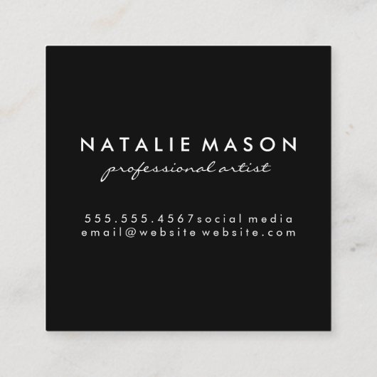 Monogram penseel voor Waterverf | Goudmarmer Vierkante Visitekaartje (Achterkant)