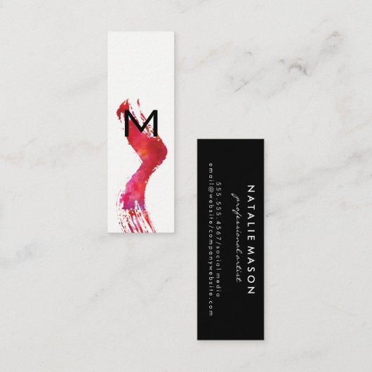 Monogram penseel voor Waterverf Mini Visitekaartje (Voorkant / Achterkant)