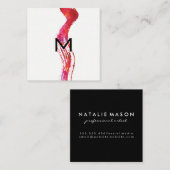 Monogram penseel voor Waterverf Vierkante Visitekaartje (Voorkant / Achterkant)